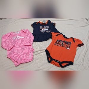 NFL Denver Broncos Team Apperal Clothing Infant Girl Lot - 3 items